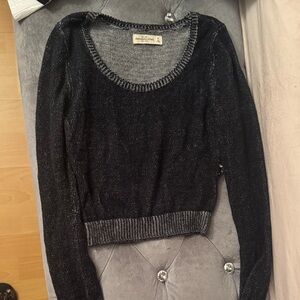 Abercrombie and Fitch Black and Gray Sweater